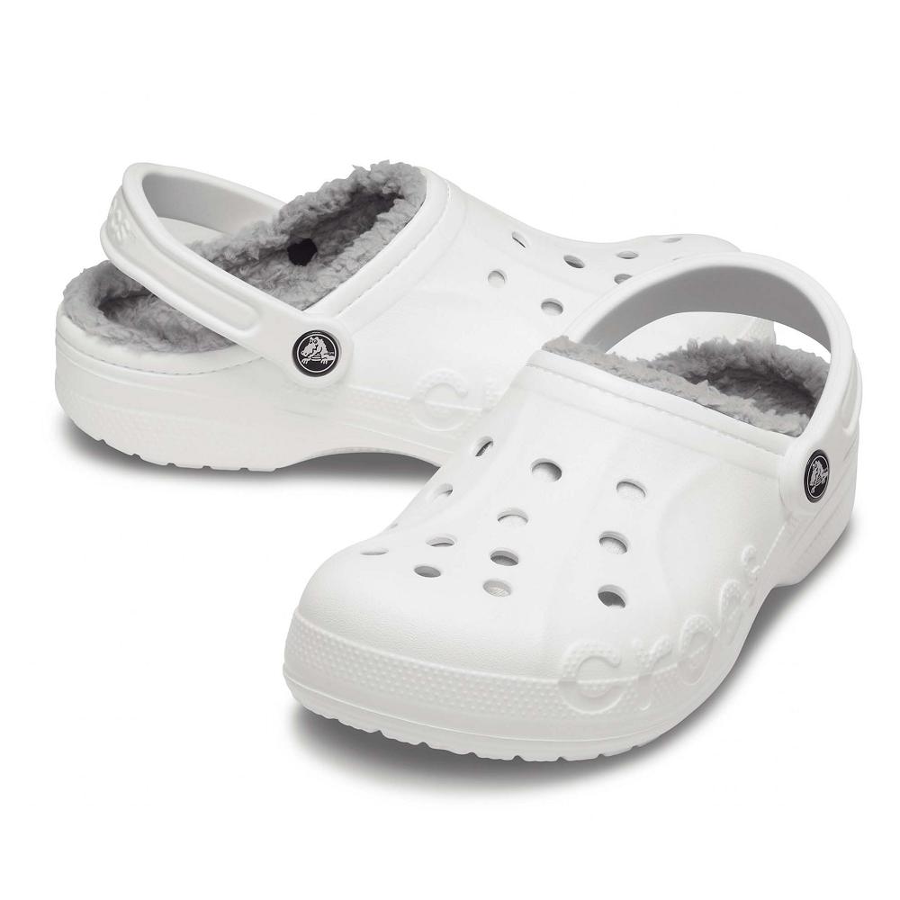 White Women's Crocs Baya Lined Clogs | NZ 0097LISH